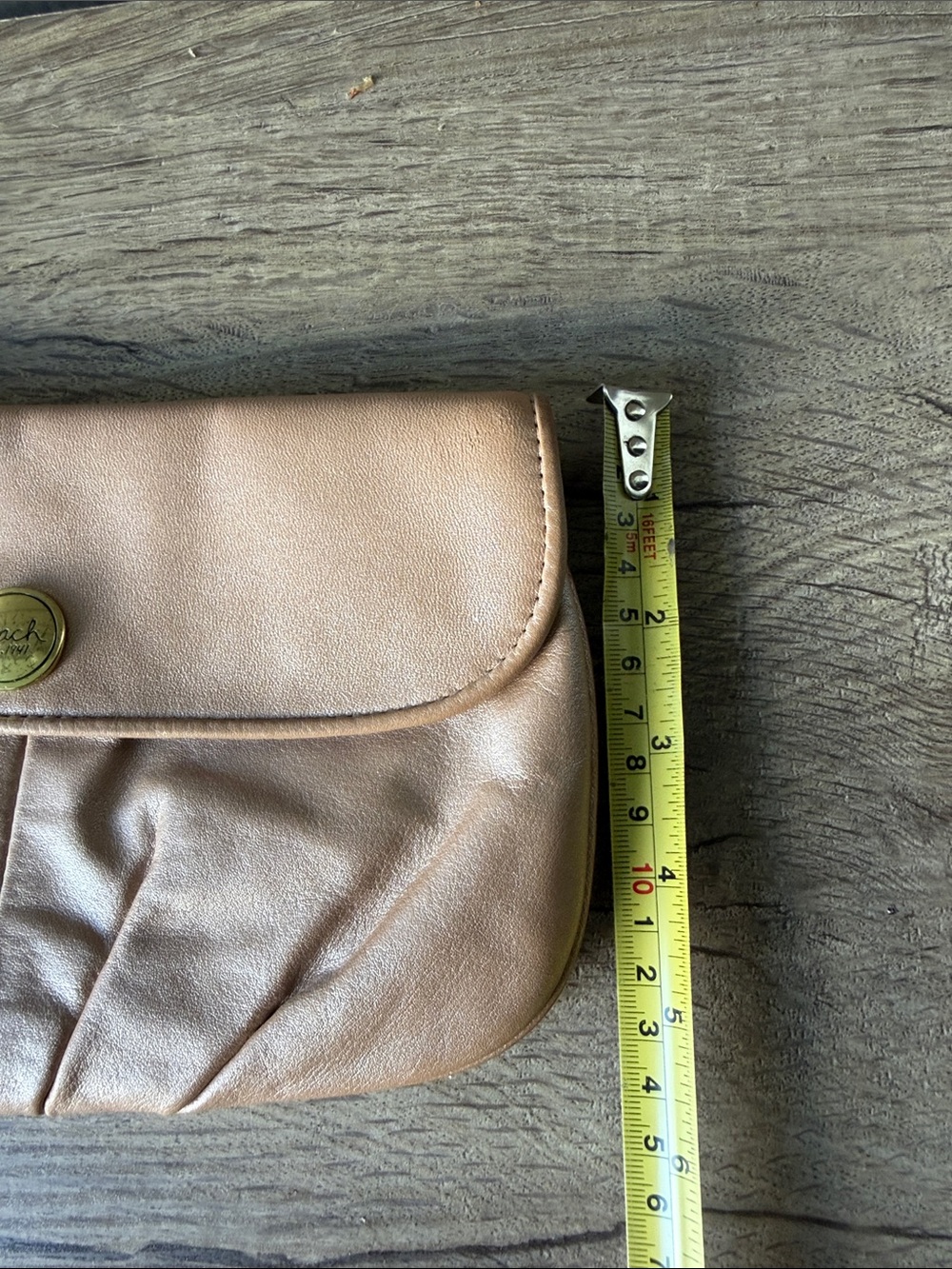 Coach Blush Tan Leather Wristlet Clutch with Gold-Tone Hardware - Picture 8 of 9